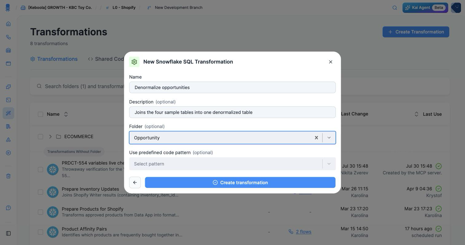 Screenshot - Name the transformation