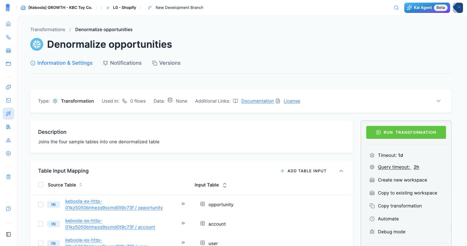 Screenshot - The configured transformation