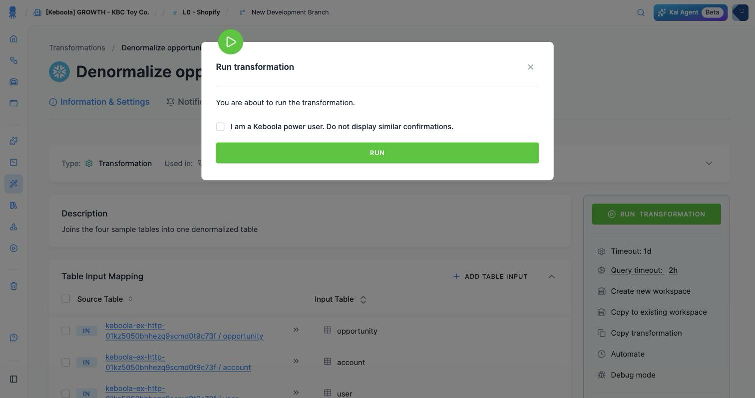 Screenshot - Running the transformation