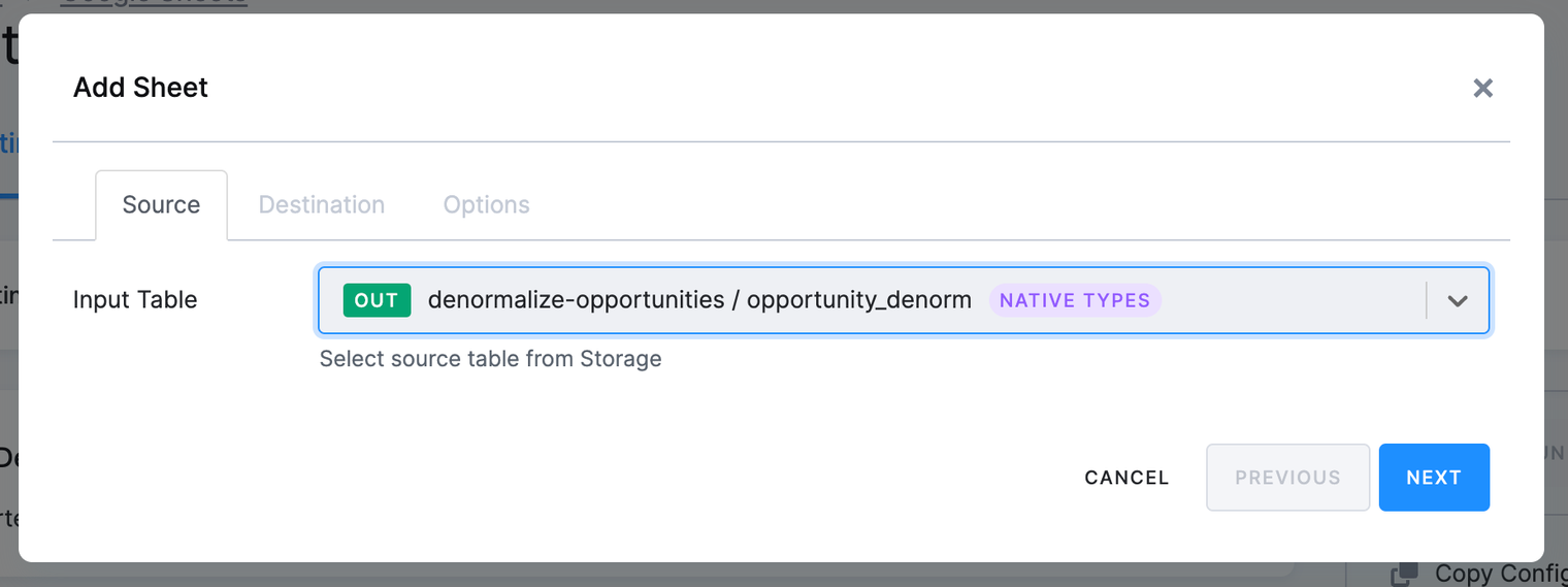 Screenshot - Select the Storage table